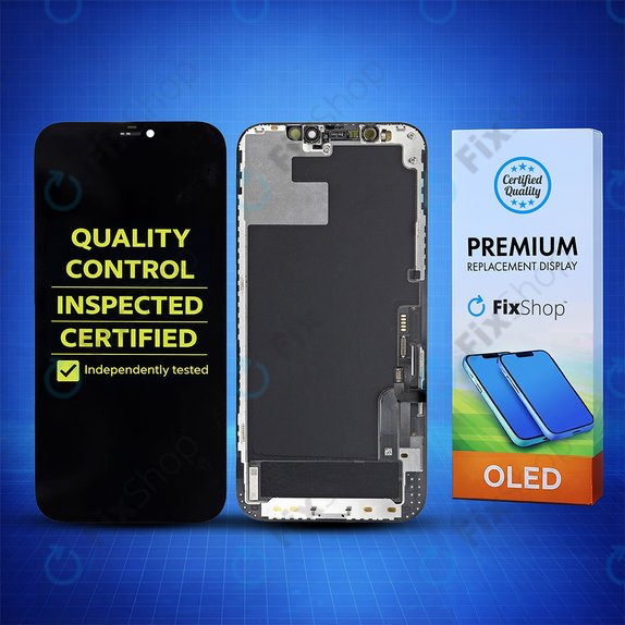 Display Hard OLED für iPhone 12, 12 Pro, Touchscreen-Glas mit Rahmen, FixPremium