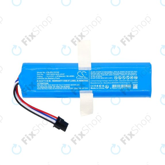 Akku batterie für 360 S6 Pro, S9, X90, X95, Eufy Robovac L70 Hybrid, 6700mAh, Li-Ion, 14.4V, INR18650M26-4S2P, HQ
