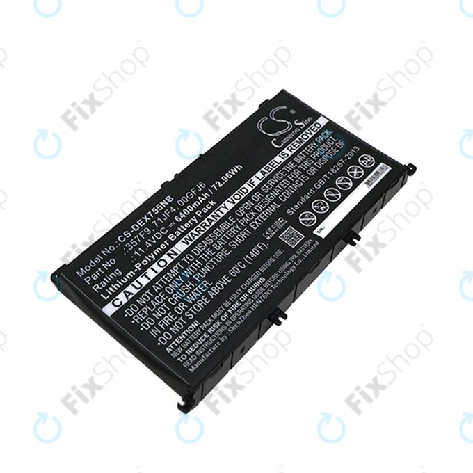 Akku batterie für Dell Inspirion 15, 6400mAh, Li-Pol, 11.4V, 357F9, HQ