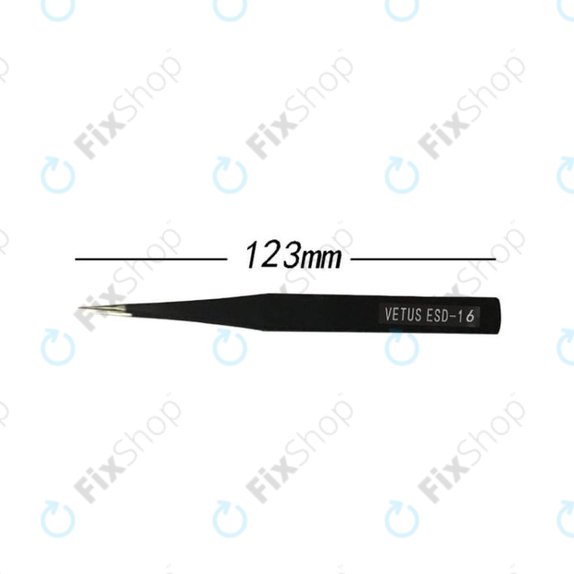 Vetus ESD-16 - Antistatische Metallpinzette mit gerader Spitze (128 mm)