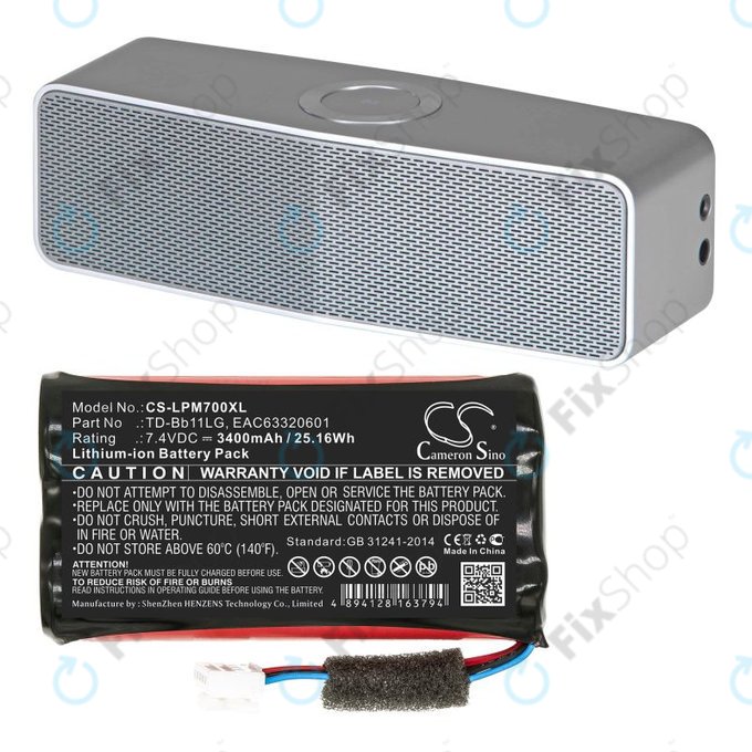 Akku batterie für LG Music Flow P7, Xboom Go PK7, 3400mAh, Li-Ion, 7.4V, TD-Bb11LG, HQ