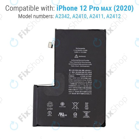 Akku Batterie für iPhone 12 Pro Max, 3687mAh, A2466, Service Pack