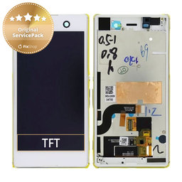 Sony Xperia M5 E5603 - LCD Display + Touchscreen Front Glas + Rahmen (White) - 191HLY0004B-WCS Genuine Service Pack