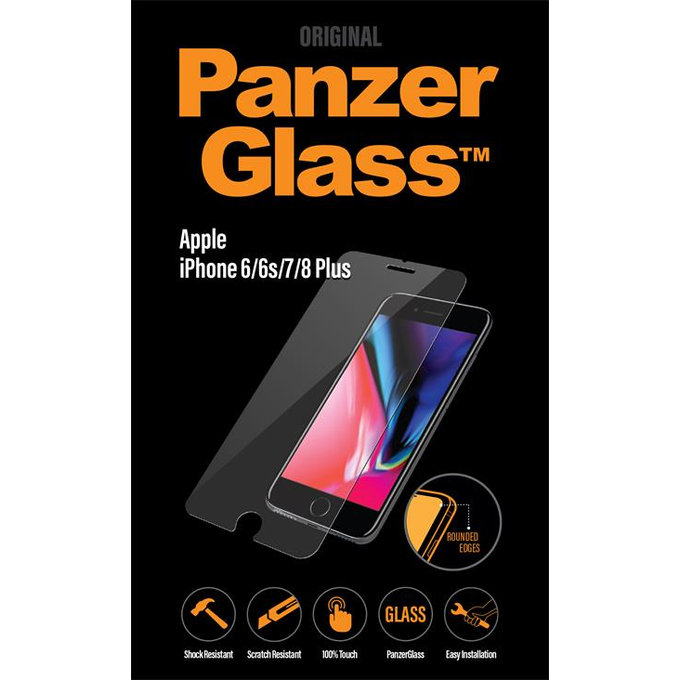 PanzerGlass - Gehärtetes Glas Standard Fit für iPhone 6 Plus, 6s Plus, 7 Plus, 8 Plus, transparent