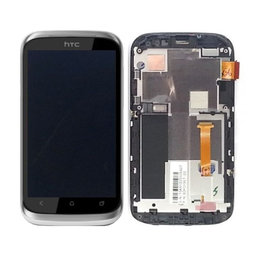 HTC Desire X - LCD Display + Touchscreen Front Glas + Rahmen (Silver) TFT