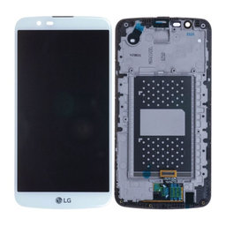 LG K10 K420N - LCD Display + Touchscreen Front Glas + Rahmen (White) - ACQ88868303 Genuine Service Pack