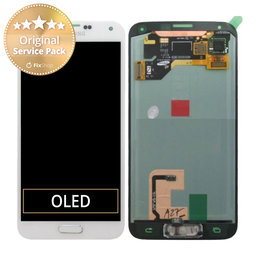 Samsung Galaxy S5 G900F - LCD Display + Touchscreen Front Glas (Shimmery White) - GH97-15959A, GH97-15734A Genuine Service Pack