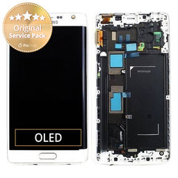 Samsung Galaxy Note Edge N915FY - LCD Display + Touchscreen Front Glas + Rahmen (White) - GH97-16636B Genuine Service Pack