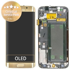 Samsung Galaxy S6 Edge G925F - LCD Display + Touchscreen Front Glas + Rahmen (Gold Platinum) - GH97-17162C, GH97-17317C, GH97-17334C Genuine Service Pack