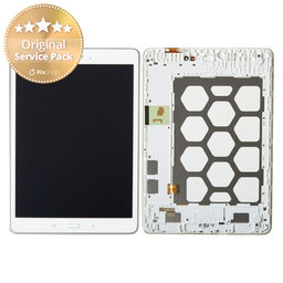 Samsung Galaxy Tab A 9.7 T550 - LCD Display + Touchscreen Front Glas + Rahmen (White) - GH97-17400C Genuine Service Pack
