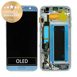 Samsung Galaxy S7 Edge G935F - LCD Display + Touchscreen Front Glas + Rahmen (Coral Blue) - GH97-18533G, GH97-18594G, GH97-18767G Genuine Service Pack