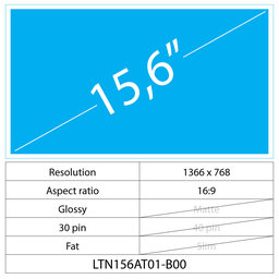 15.6 LCD Fat, Glossy, 30 pin HD