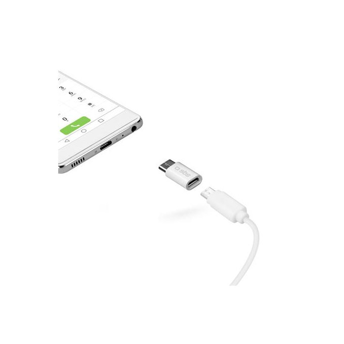 SBS - Adapter Micro-USB / USB-C, weiß