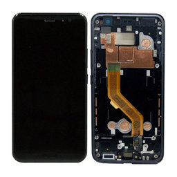HTC U11 - LCD Display + Touchscreen Front Glas + Rahmen (Brilliant Black) - 80H02105-01 Genuine Service Pack