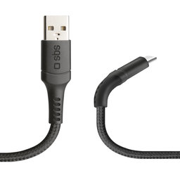 SBS - Kabel UNBREAKABLE - USB / USB-C (1m), schwarz