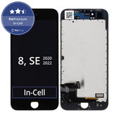 Display In-Cell für iPhone 8, SE (2020), SE (2022), Black, Touchscreen-Glas mit Rahmen, FixPremium