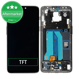 OnePlus 6 - LCD Display + Touchscreen Front Glas + Rahmen (Midnight Black) TFT