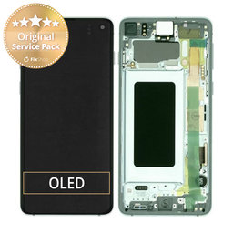 Samsung Galaxy S10 G973F - LCD Display + Touchscreen Front Glas + Rahmen (Prism Green) - GH82-18850E, GH82-18835E Genuine Service Pack