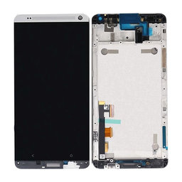 HTC One Max - LCD Display + Touchscreen Front Glas + Rahmen (Silver) - 80H01666-01 Genuine Service Pack