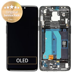 OnePlus 6 - LCD Display + Touchscreen Front Glas + Rahmen (Mirror Black) - 2011100029 Genuine Service Pack