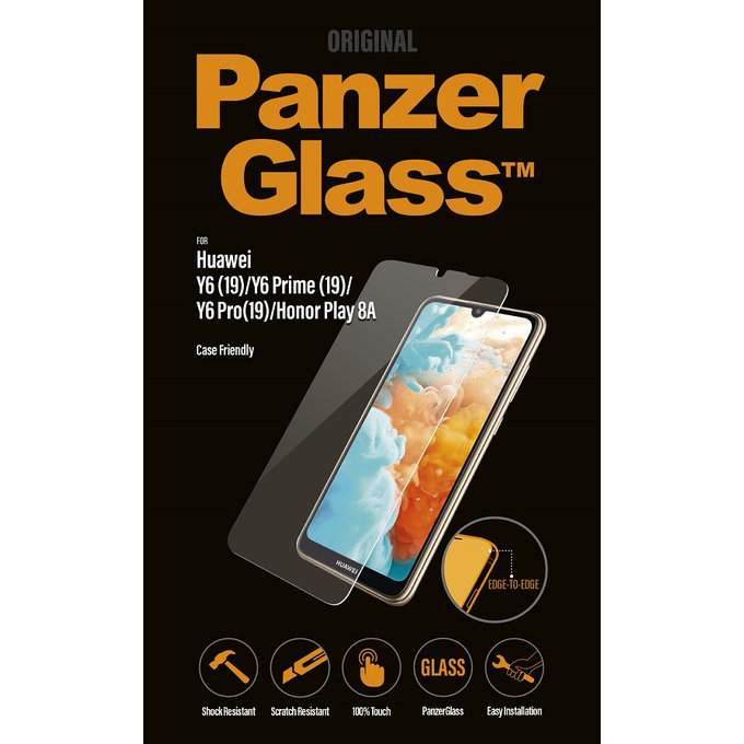 PanzerGlass - Gehärtetes Glas Case Friendly für Huawei Y6, Y6 Pro, Y6 Prime 2019, Honor Play 8A, transparent