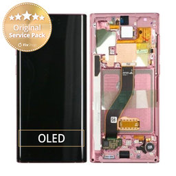 Samsung Galaxy Note 10 - LCD Display + Touchscreen Front Glas + Rahmen (Aura Pink) - GH82-20818F, GH82-20817F Genuine Service Pack