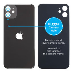 Apple iPhone 11 - Backcover Glas Vergrössertes Ringloch für die Kamera (Black)
