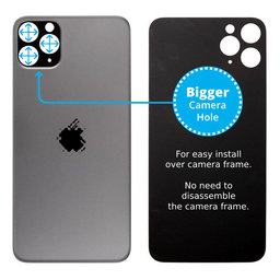 Apple iPhone 11 Pro - Backcover Glas Vergrössertes Ringloch für die Kamera (Space Gray)