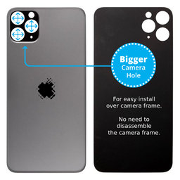 Apple iPhone 11 Pro Max - Backcover Glas Vergrössertes Ringloch für die Kamera (Space Gray)