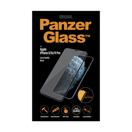 PanzerGlass - Gehärtetes Glas Case Friendly für iPhone X, XS und 11 Pro, schwarz