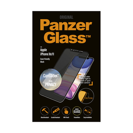 PanzerGlass - Gehärtetes Glas Case Friendly CamSlider Privacy für iPhone XR und 11, black
