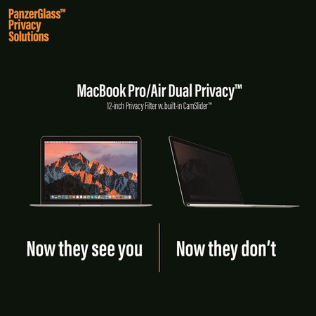 PanzerGlass - Gehärtetes Glas Dual Privacy für MacBook 12", schwarz