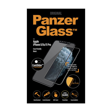 PanzerGlass - Gehärtetes Glas Case Friendly CamSlider für iPhone X, XS und 11 Pro, black