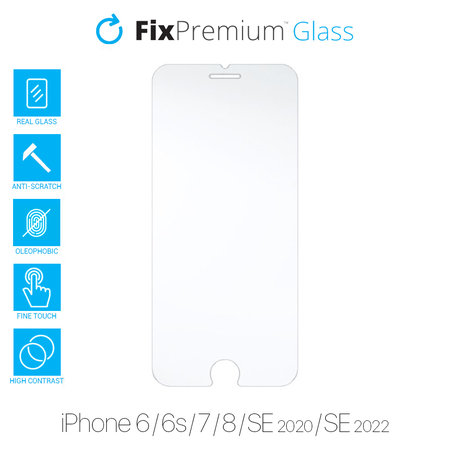 FixPremium Glass - Gehärtetes Glas für iPhone 6, 6s, 7, 8, SE 2020 und SE 2022