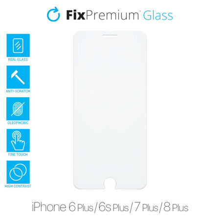 FixPremium Glass - Gehärtetes Glas für iPhone 6 Plus, 6s Plus, 7 Plus und 8 Plus