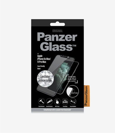 PanzerGlass - Hartglas-Hülle Friendly CamSlider Swarovski für iPhone 11 Pro Max / XS Max, schwarz