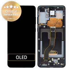 Samsung Galaxy S20 Plus G985F - LCD Display + Touchscreen Front Glas + Rahmen (Cosmic Black) - GH82-22134A, GH82-22145A Genuine Service Pack