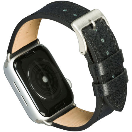 MODE - Copenhagen Lederarmband für Apple Watch 44 mm, schwarz / silber
