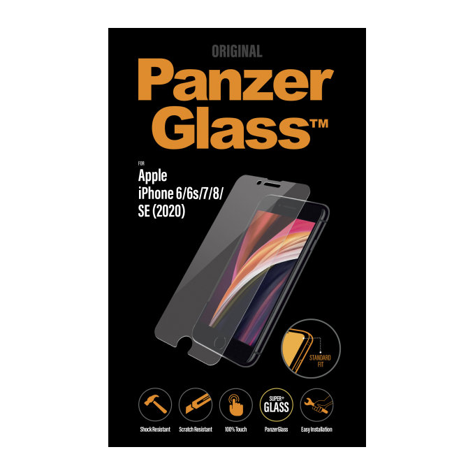 PanzerGlass - Gehärtetes Glas Standard Fit für iPhone SE 2020, 8, 7, 6s, 6, transparent
