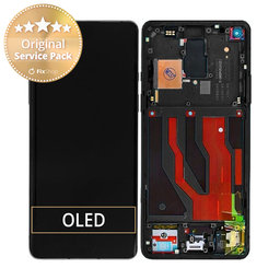 OnePlus 8 - LCD Display + Touchscreen Front Glas + Rahmen (Onyx Black) - 2011100172 Genuine Service Pack