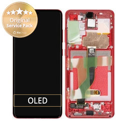 Samsung Galaxy S20 Plus G985F - LCD Display + Touchscreen Front Glas + Rahmen (Aura Red) - GH82-22134G, GH82-22145G Genuine Service Pack