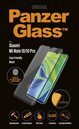 PanzerGlass - Gehärtetes Glas Case Friendly für Xiaomi Mi Note 10 Pro, Mi Note 10 Lite, Mi Note 10, black