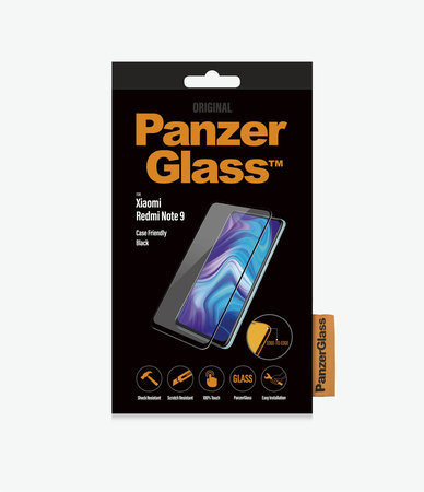 PanzerGlass - Gehärtetes Glas Case Friendly für Xiaomi Redmi Note 9, schwarz