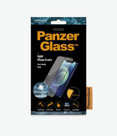 PanzerGlass - Gehärtetes Glas Case Friendly AB für iPhone 12 mini, schwarz