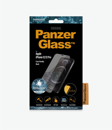 PanzerGlass - Gehärtetes Glas Case Friendly AB für iPhone 12 und 12 Pro, schwarz