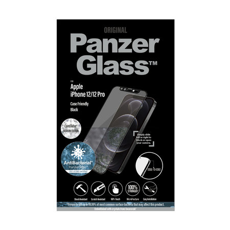 PanzerGlass - Hartglas-Hülle Friendly CamSlider Swarovski AB für iPhone 12/12 Pro, schwarz