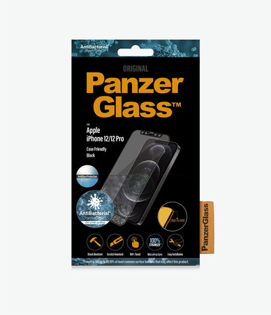 PanzerGlass - Gehärtetes Glas Case Friendly AntiGlare für iPhone 12 und 12 Pro, schwarz