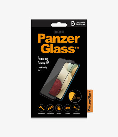 PanzerGlass - Gehärtetes Glas Case Friendly für Samsung Galaxy A12, schwarz