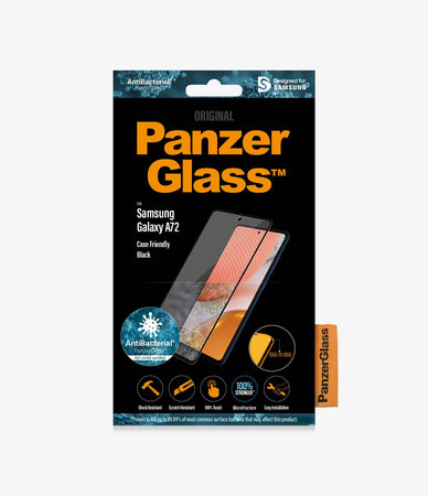 PanzerGlass - Gehärtetes Glas Case Friendly AB für Samsung Galaxy A72, schwarz