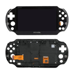 Sony Playstation Vita 2000 - LCD Display + Touchscreen Front Glas + Rahmen (Black) TFT